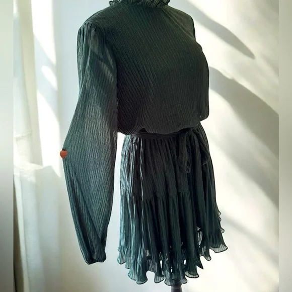 She‎ + Sky Elegant Green Pleated Dress Emerald size small - Picture 4 of 5